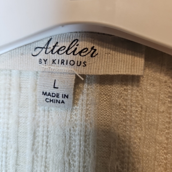 🎁 Atelier By Kirious Front Button  Cable Knit Shirt Top Cream Breathable Size L - Picture 7 of 16